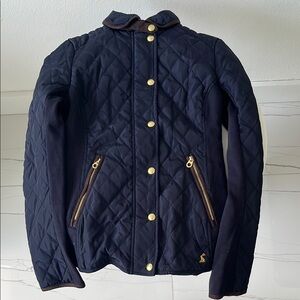 Joules Utility Jacket Blue and Gold Quilted Design